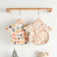 Baby Bibs INS Nordic Style Infant Boy Girl Waterproof Soft PU Bib Meal Protection Feeding Burp Cloth with Pocket Easy Clean 1