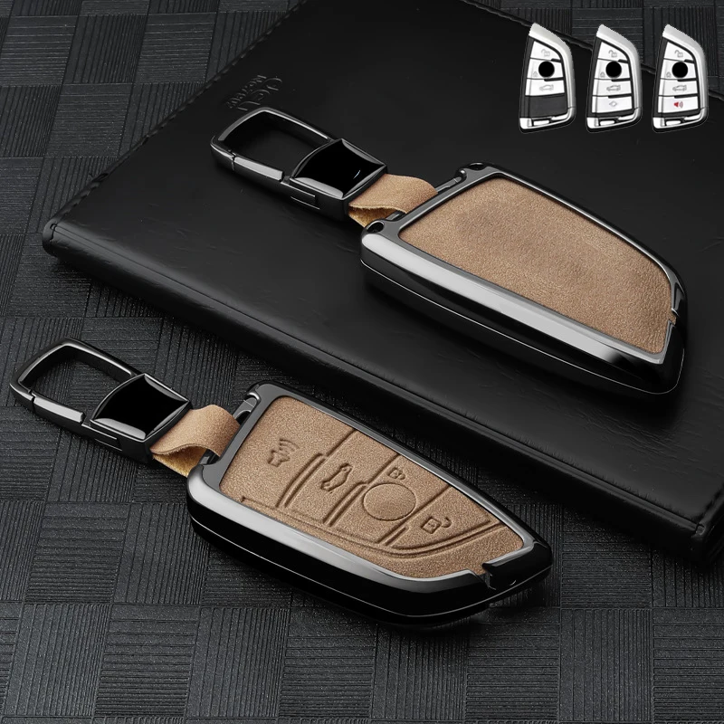 Alcantara Suede Zinc Alloy for BMW F 1 3 5 7 Series X3 X4 X5 X6 X7  Series G21 G20 G31 G30 Remote Car Key Case Cover Keychain