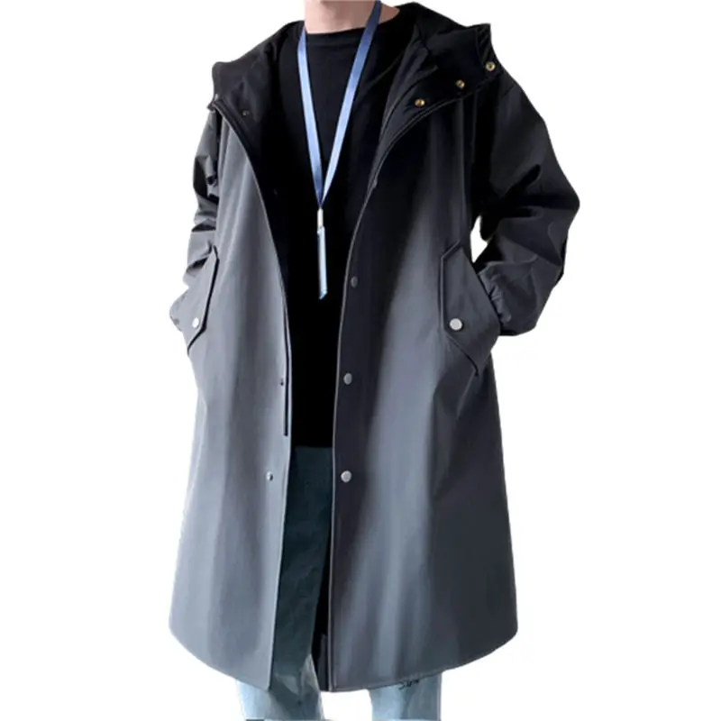 

VERSMA Korean Trendy Hooded Waterproof Windbreaker Jacket Coat Men Autumn Chic Oversized Long Black Trench Coat Men Dropshipping