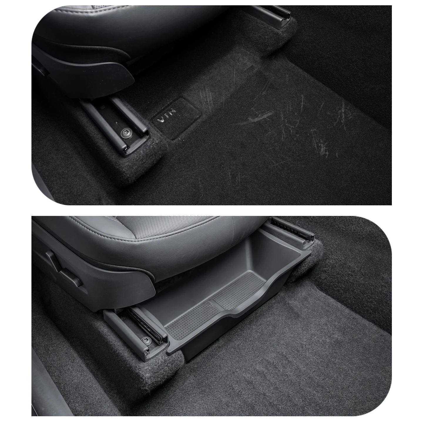 For Tesla Model Y Juniper 2025 Storage Box Under The Front Seats TPE Material Du