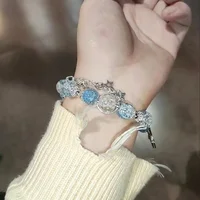Bracelet à pampilles en chaîne étoile pour femmes, Design de Niche, perles de cristal bleu fantaisie, corde élastique, bijoux cadeaux pour meilleur ami 2