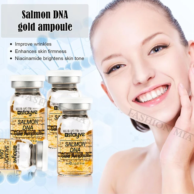 Stayve 8ml Salmone DNA Fiala d'oro Kit siero Schiarente naturale Sbiancamento Idratante Ringiovanimento Cura del viso Pelle 3