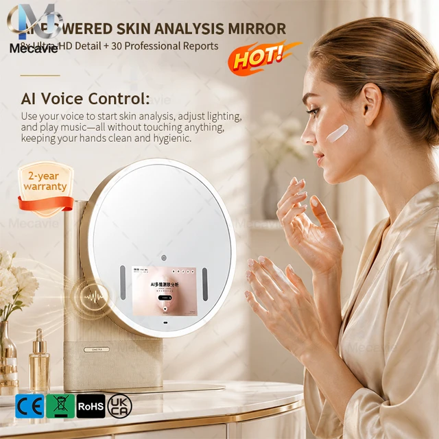 AI Smart Skin Analyzer Mirror with  HD Lens, 30s Precision Test, Multispectral Imaging, Voice Control & Bluetooth Speaker 1
