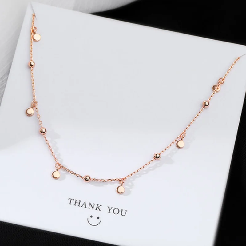 Silver Color Round Beads Tassel Necklace for Women Exquisite Clavicle Chain Girls Jewelry  Choker Gifts