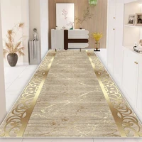 Luxury Gold Long Corridor Carpet European Style Hall Runner Carpets Stairway Rug Non-slip Washable Aisle Floor Mat Customizable 2