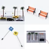Creative Road Scene Set for 1/64 Scale Models with Roads and Sign Street Lamp Tree for Modeling Hobbyists 5