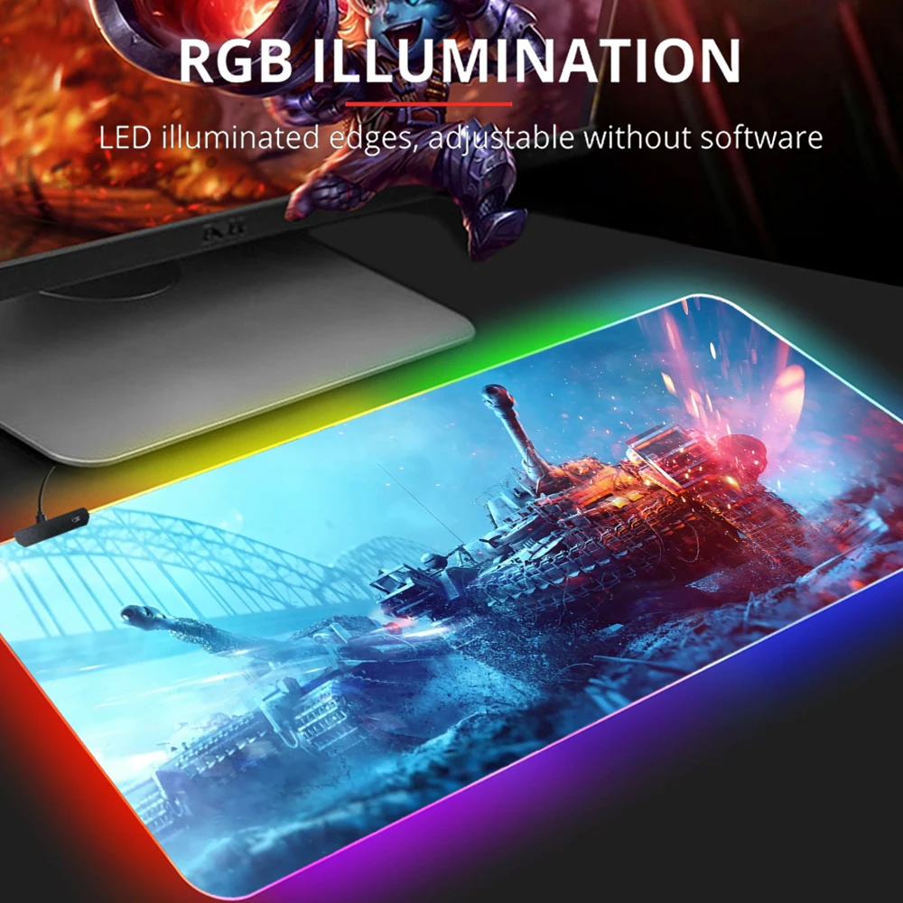 

Коврик для мыши с RGB-подсветкой, большой коврик для мыши с подсветкой для игрового стола, игровой Настольный коврик со светодиодной подсветкой для любителей игр на рабочий стол