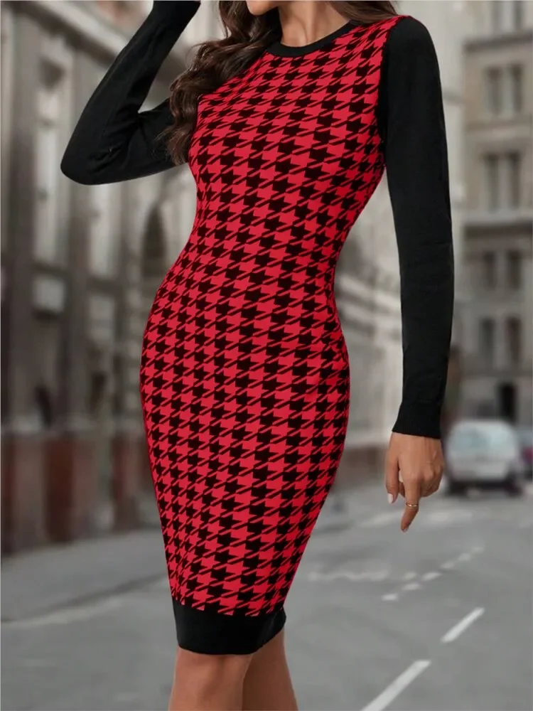 

Осенне-зимнее платье, Женское Платье До Колена с длинным рукавом, облегающая пикантная уличная одежда, повседневное элегантное женское платье, новинка 2024