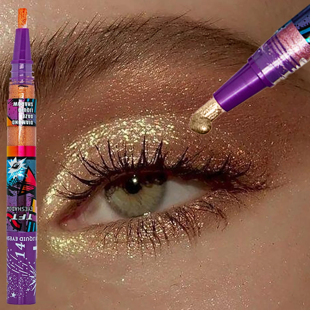 Glitzernder Lidschatten Stift Liquid Highlighter Wischfest Glanz_voghion.com
