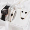 2/6pcs Luxury Watch Set Women Ring Necklace Earrings Rhinestone Fashion Wristwatch Female Casual Ladies Watches Bracelet(No Box) 1