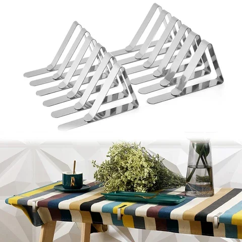 

12pcs Tablecloth Clips Table Cloth Cover Clamps Stainless Steel Picnic Table Cover Holder for Restaurant Outdoor Party Camping