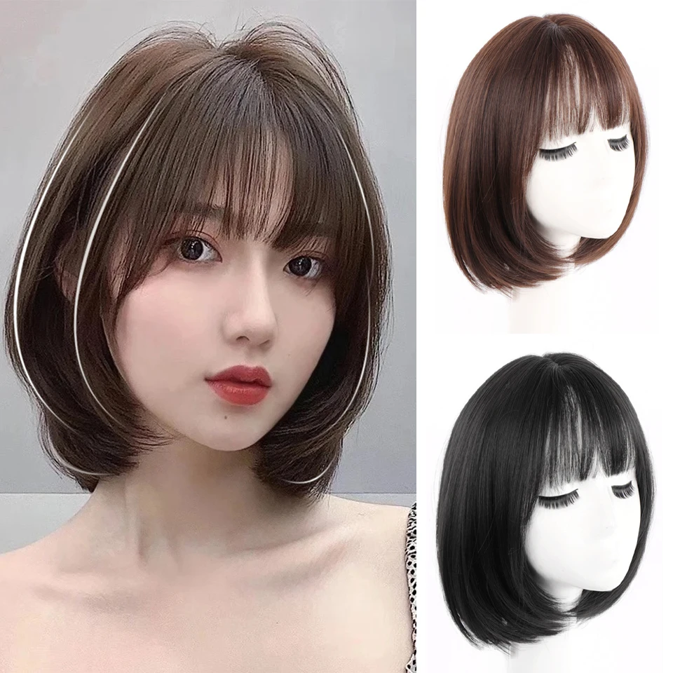 

Synthetic Short Wigs Women straight Wigs For Women Black Color Heat Resistant Fiber Synthetic Hair Wig With Bangs