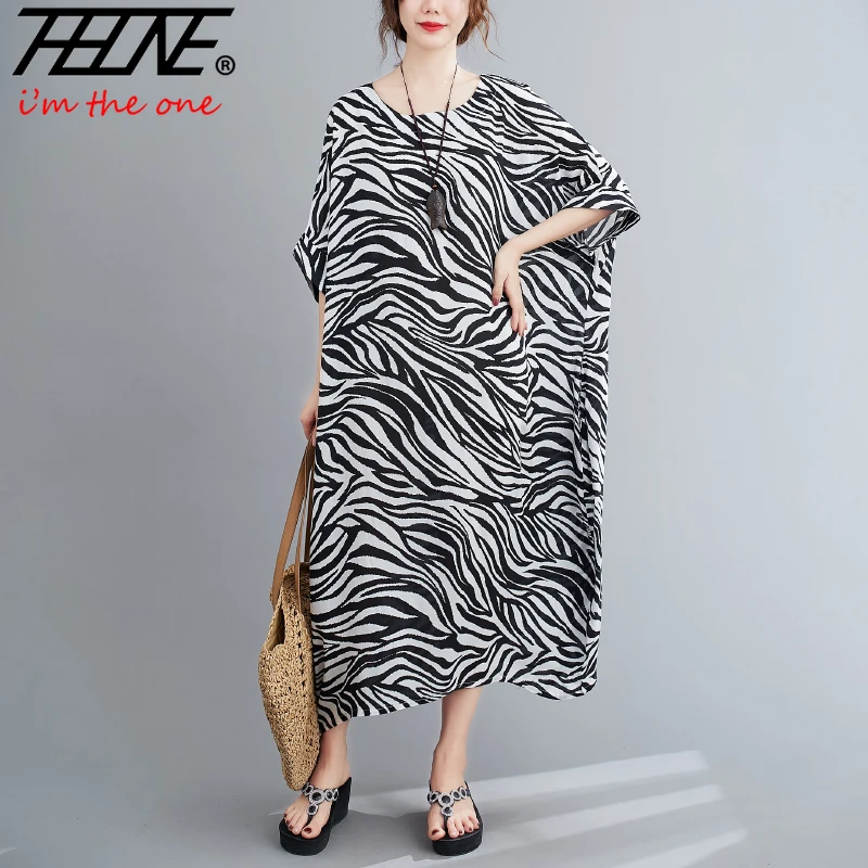 

Женское платье в полоску, Свободное длинное платье в полоску, с принтом зебры