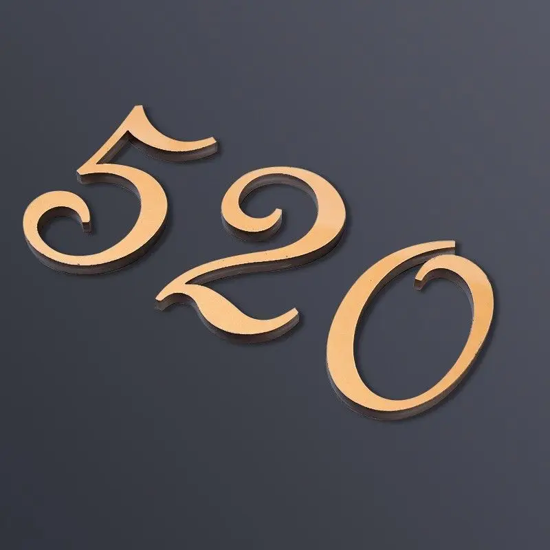 Nordic Retro Style Number 3D House Word Number Door Plate Acrylic Gold Letter Home Paste Sign house number signs