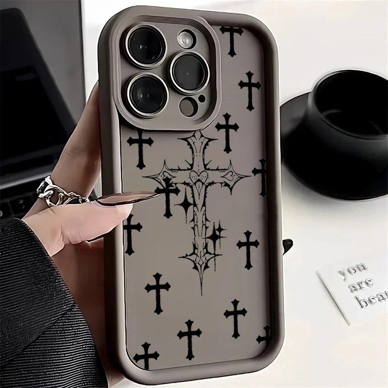 Luxury Black Cross Design Soft TPU Phone Case