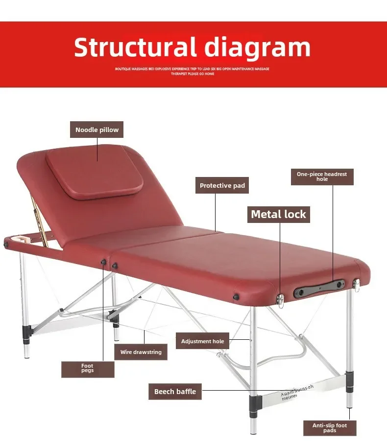 Folding massage bed beauty salon body massage physiotherapy 186 * 60cm bedroom shopping mall can be SPA 2