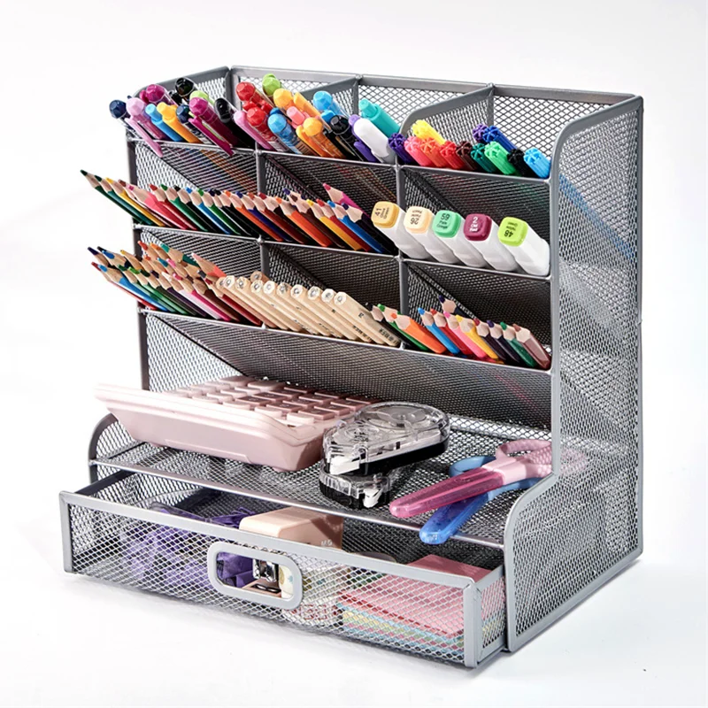 1 Desktop Stationery Storage Rack, Desktop Organizer, Multi-Cell Design, Easy Classification, Non-Slip Foot Mat, Suitable For No