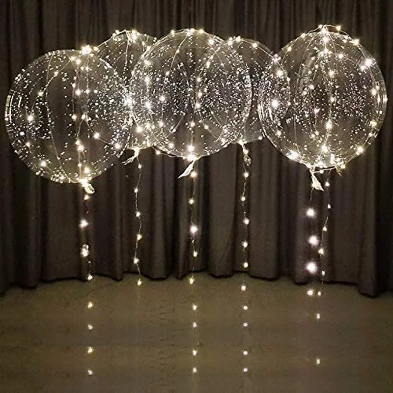 Party Supplies LED Glowing Wave Balloons Transparent Light String Balloons Holiday Birthday Wedding Decorations