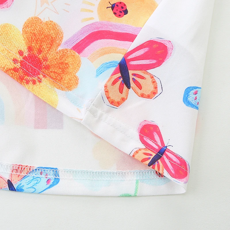 2025 Summer New Children's Clothing Kids Clothes Baby Girls Cartoon Rainbow Butterfly Dresses 2-7 Years