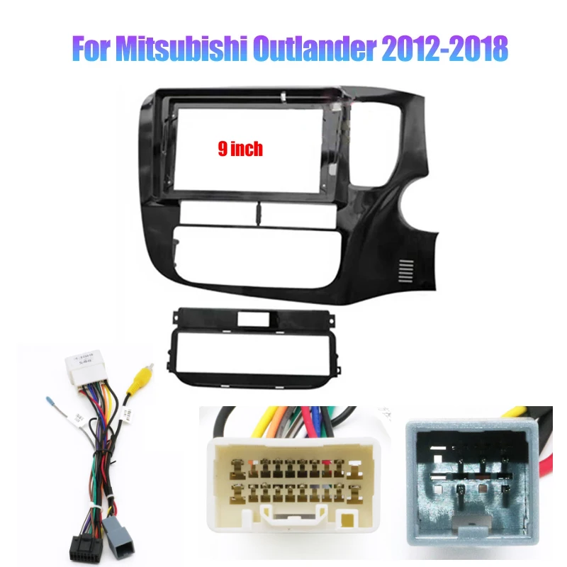 Panel de fascia para radio estéreo de automóvil de 2 Din de 9/10,1 pulgadas para Mitsubishi Outlander 2012-2020 2021 Kit de cubierta de marco de audio con bisel frontal