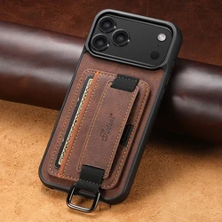 SUTENI Faux Leather Phone Case with Wrist Strap, Ring Buckle, Card Holder, and Stand Feature - iPhone 18 Pro Max (Brown)