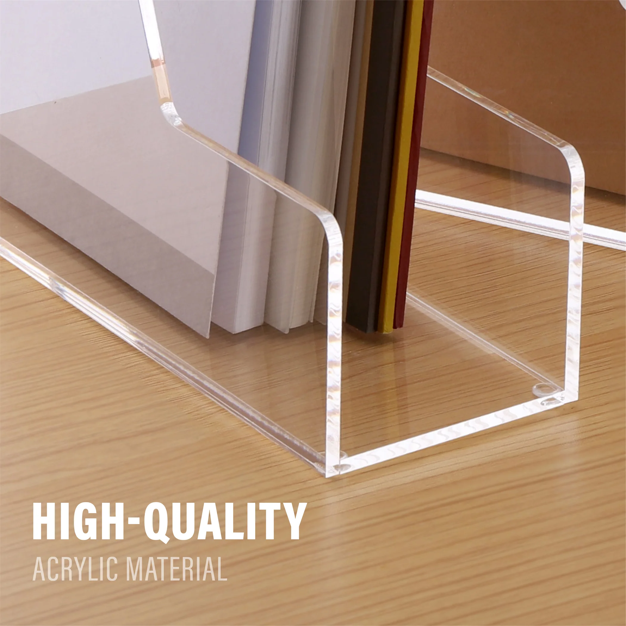 SANRUI Magazine File Holder Desk Organizer Clear Acrylic Vertical File Organizer for Office Home 2-Pack