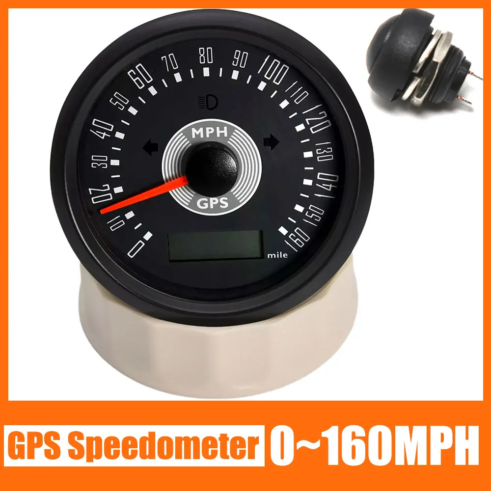 85Mm Gps Snelheidsmeter Klassieke 0 160MPH Gauge Digitale Kilometerteller Richtingaanwijzer Met