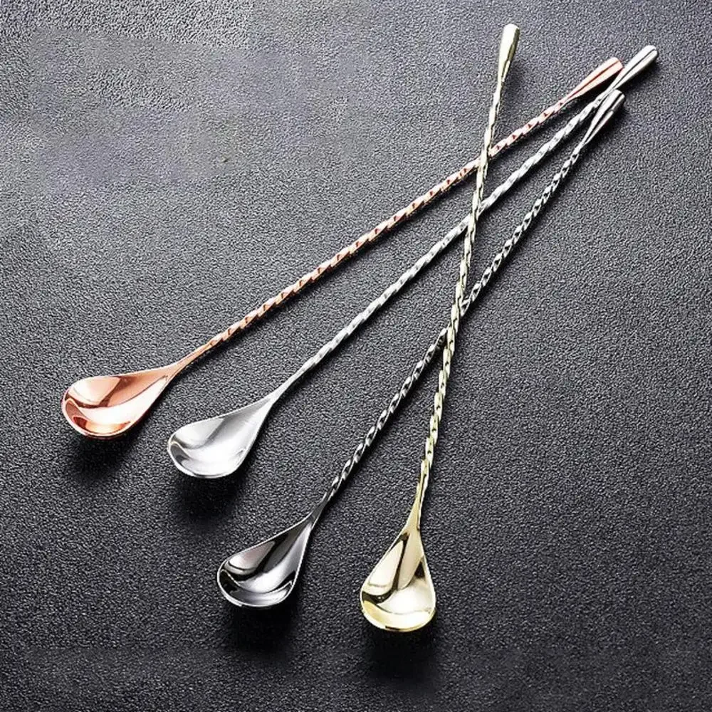 Cocktail Stirrers Long Handle Cocktail Stirrers Bartender Mixing Stick Spoon Stainless Steel Barman Kit Accessories Whisky Shaker Bar Kitchen