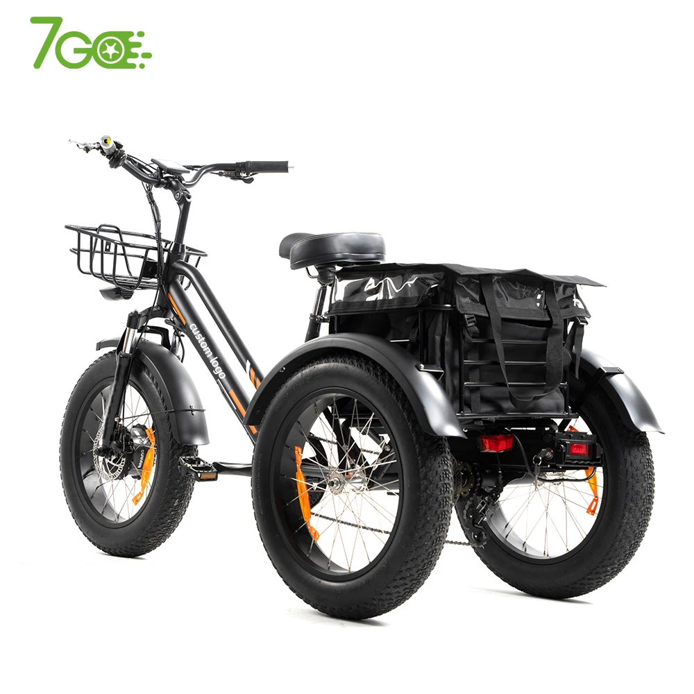 

7GO hot sale 3 wheel electric bicycle 18.2ah Lithium Battery 48v 750w fat tire cargo tricycle custom