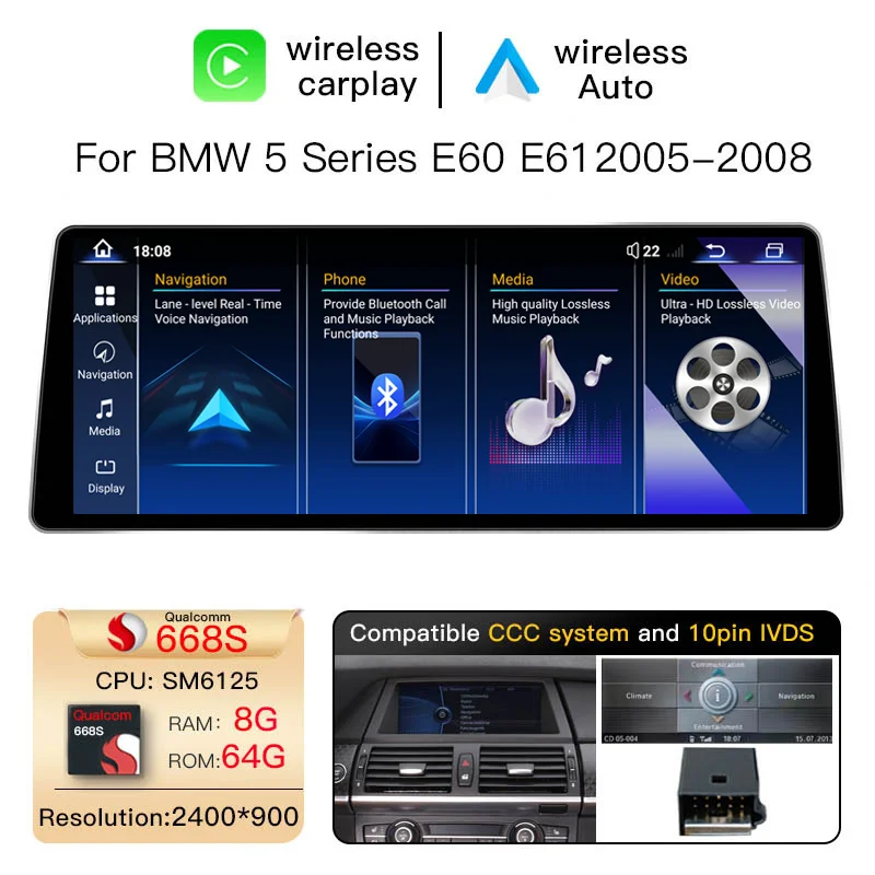 Autoradio für BMW 5er E60 E61 E63 E64 E90 E91 E92 E93 CCC CIC MP5 Navigation Multimedia Video Player CarPlay – zu niedrigen Preisen im Onlineshop kaufen