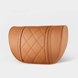 Premium NAPPA Leather Car Neck Pillow - Luxurious Headrest Cushion for Ultimate Comfort (Brown Pillow)