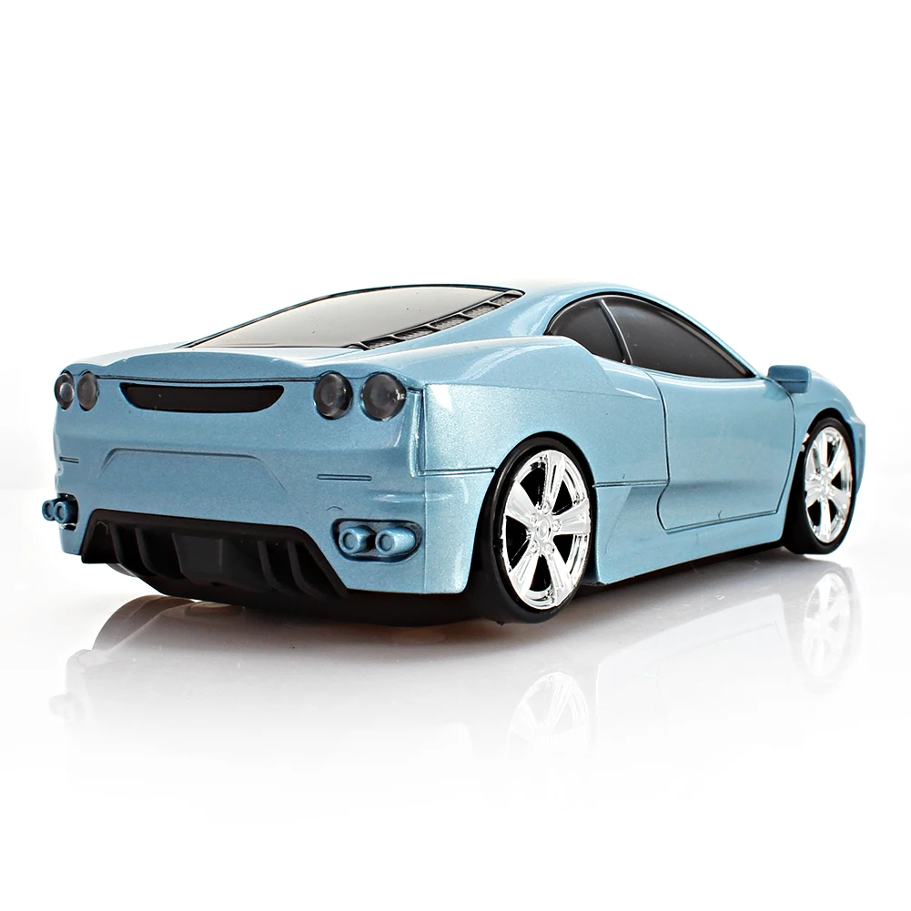 Wireless Ergonomic Car-Shaped Optical Mouse with Blue LED Light