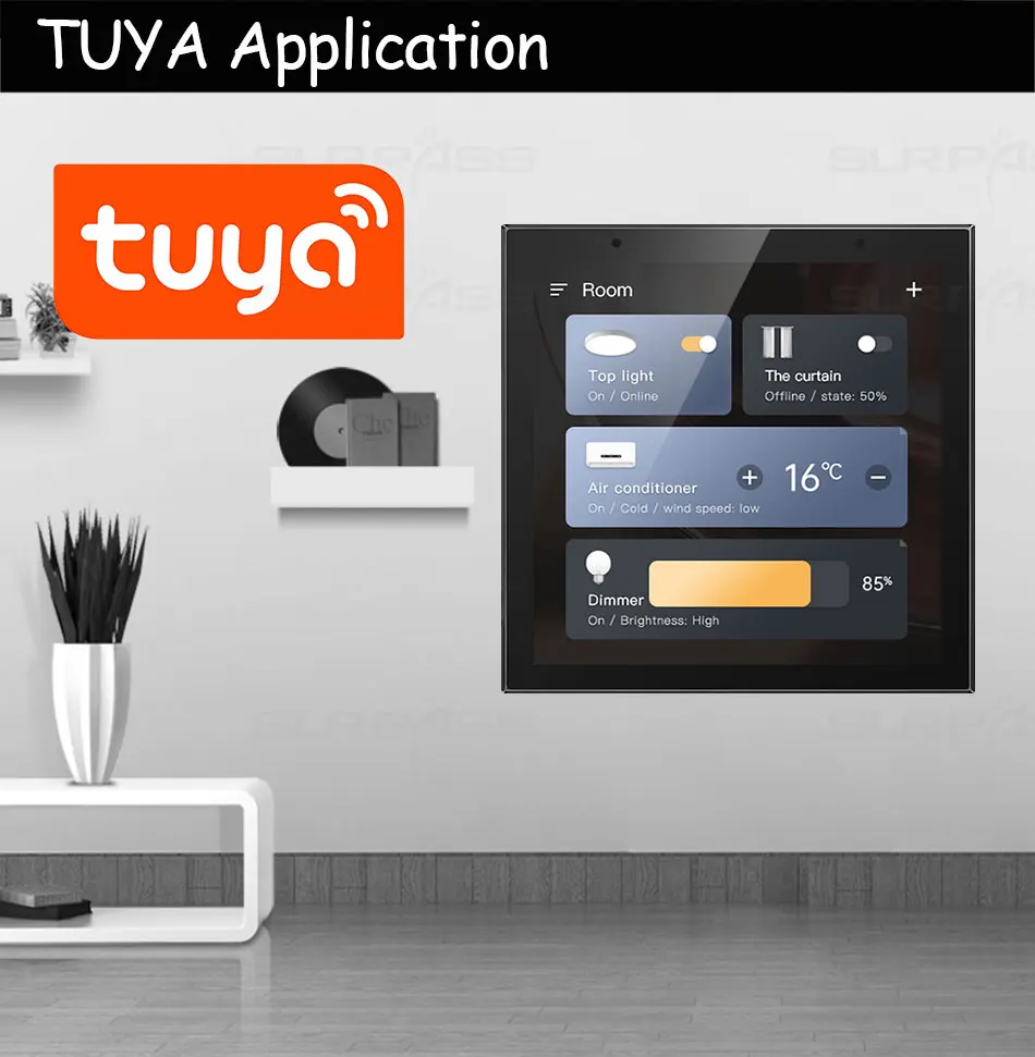 TUYA Amplificadores Audio Smart Home Theater WiFi Bluetooth Android 8 System Mini Wall Power Amplifier Touch Screen Music Player