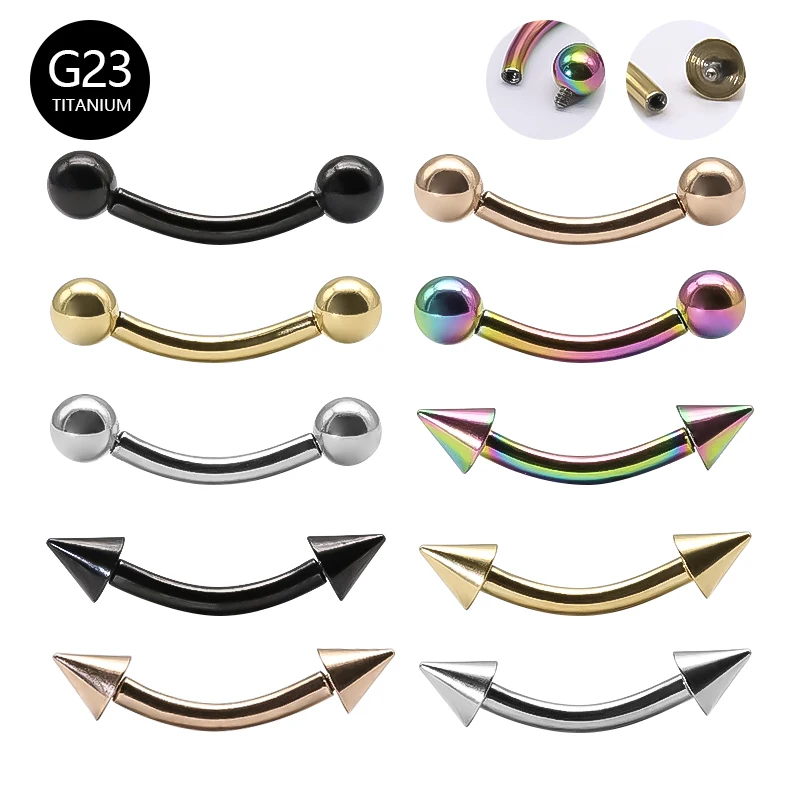 

16G G23 Titanium Eyebrow Piercing Curved Barbell Lip Ring Cartilage Daith Rook Tragus Helix Earrings Internally Threaded Jewelry