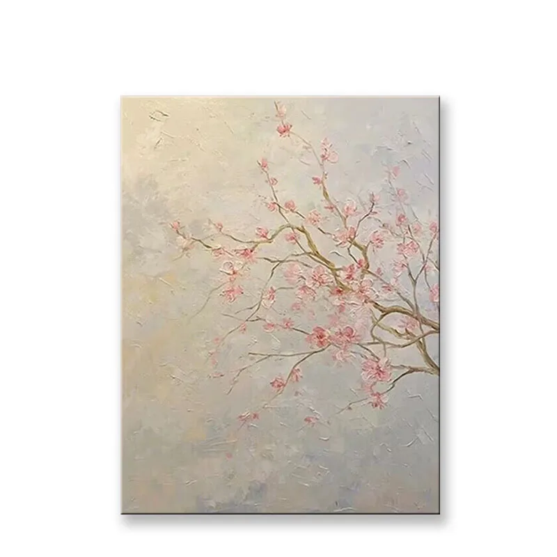 

New Style Peach Blossom Handmade Oil Painting For Home Decoration Bedroom Dining Room Living Room And Sofa Mural Corridor Paint