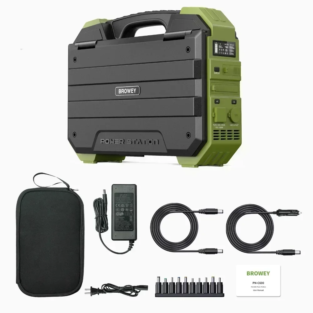 Portable Power Station 614.4Wh Battery Pack with 600W (1200W Surge) AC Outlets Solar Battery Generator for Outdoor Camping RV