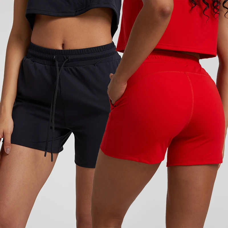 

Drawstring Elastic Waist Gym Shorts with Pockets Relaxed Fit Sweatshorts Women High Rise Casual Quick-Dry Running Yoga Shorts