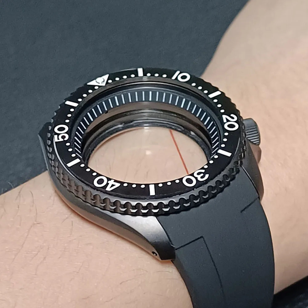 Men's Black Matte Steel Watch Case with Sapphire Glass & 22mm Band