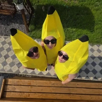 1-5PCS Banana Costume for Halloween Fruit Outfit Parent-Child Matching Stage Performance Clothes Kindergarten Role Play Decor