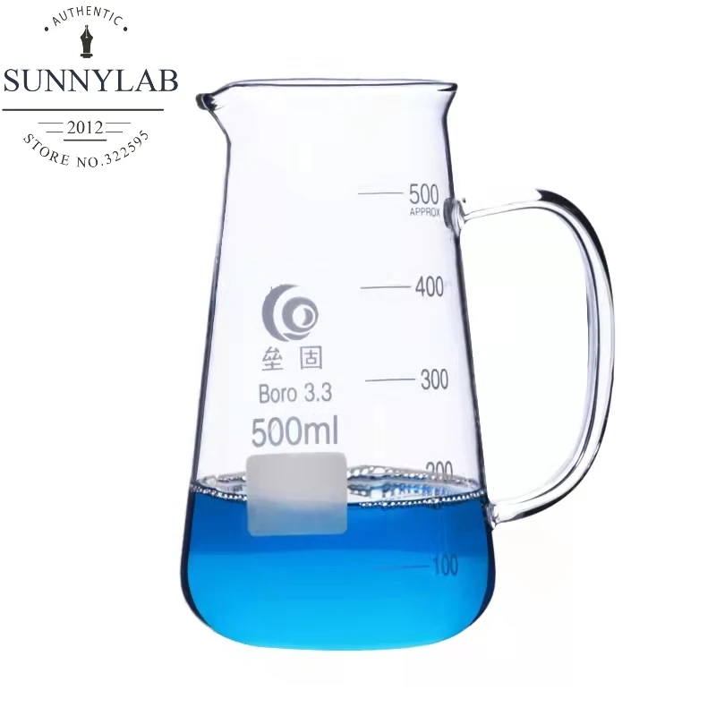 

1PC 125ml 250ml 500ml Conical Glass Beaker with Handle Chemistry Laboratory Borosilicate Triangle Glass Beaker with Spout