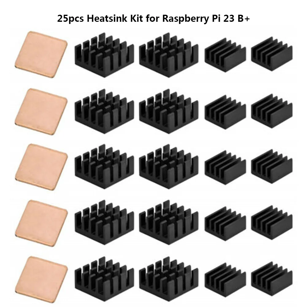 

25Pcs Metal Copper Heatsink Kit Cooler Heat Sink Passive Cooling Pad Radiator For Cooling For Raspberry Pi 4B 4 Model B