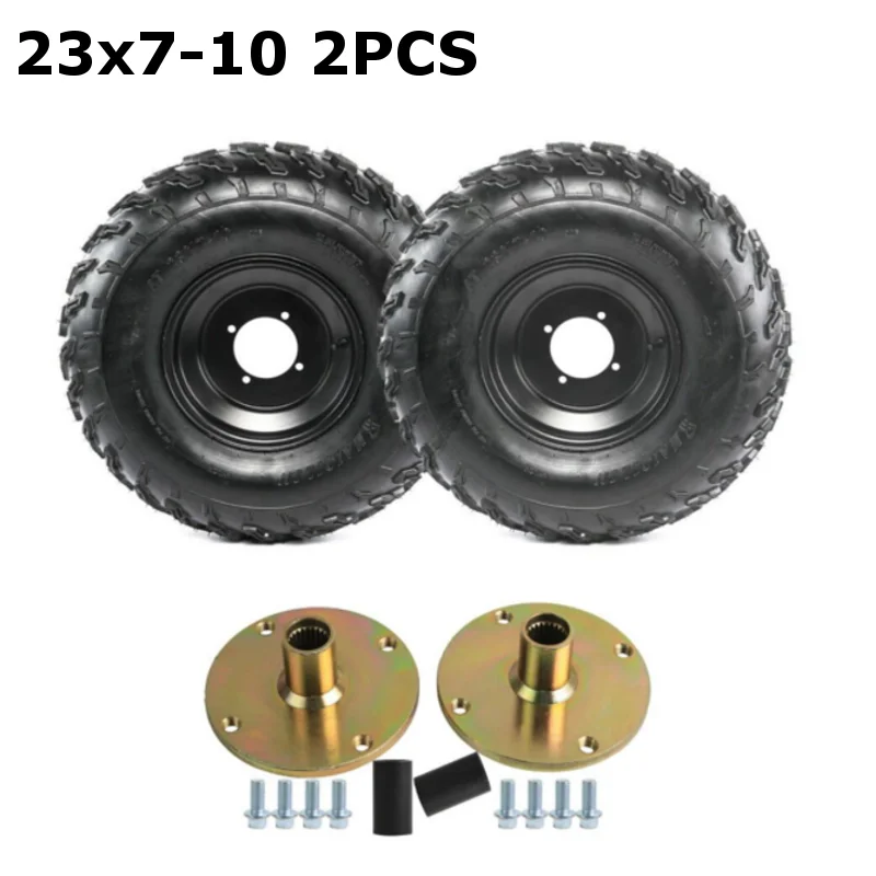 Tdpro 2pc 16x8-7 Tire Rim Wheels 4 Bolt + Rear Axle Hub Fo Go Kart