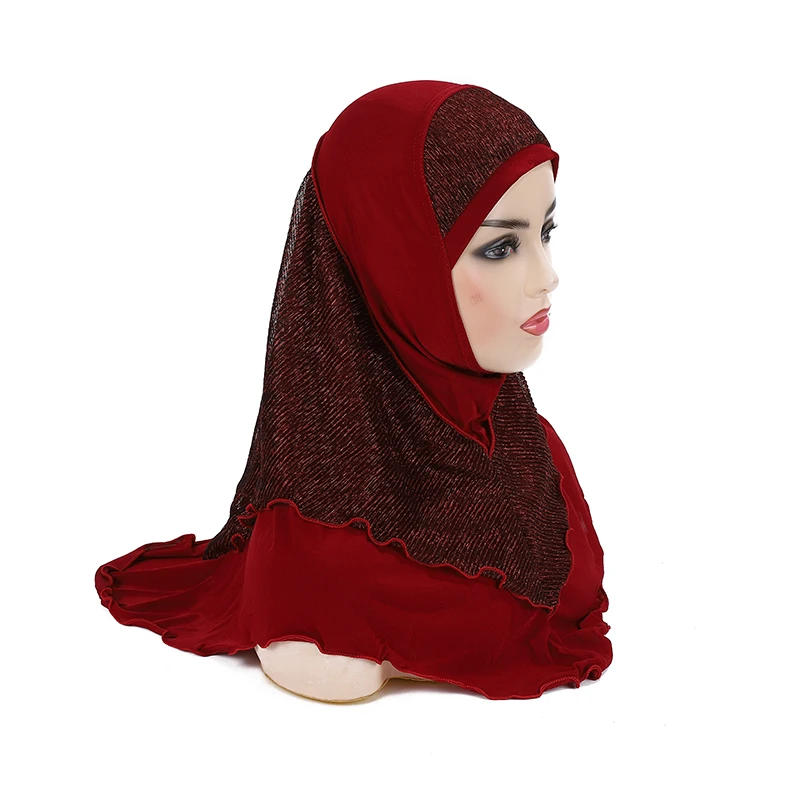 Teenage girls medium size 65*60cm pray hijab muslim hijab scarf islamic headscarf hat amira pull on headwrap Muslim Hijab