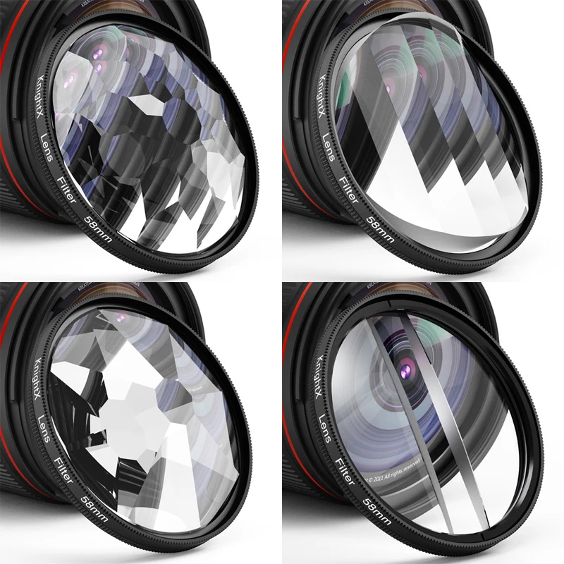 Camera Prism Filter Split Kaleidoscope 52mm 55mm 58mm 67mm 72mm 77mm