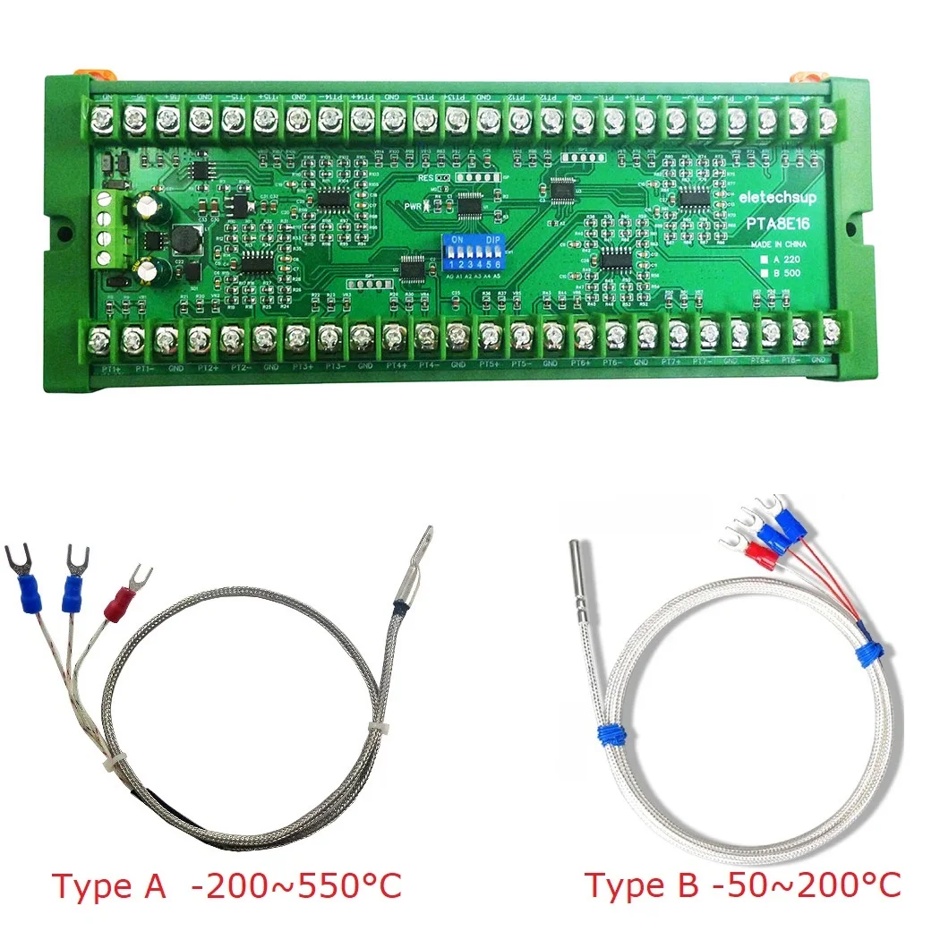 

16AI RS485 аналоговый вход RS485 PT100 RTD датчик температуры коллектор для тестирования литиевой батареи программного обеспечения конфигурации PLC