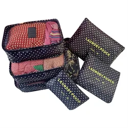 6-Piece Travel Storage Organizer Set for Clothing, Shoes, and Toiletries (Navy blue)