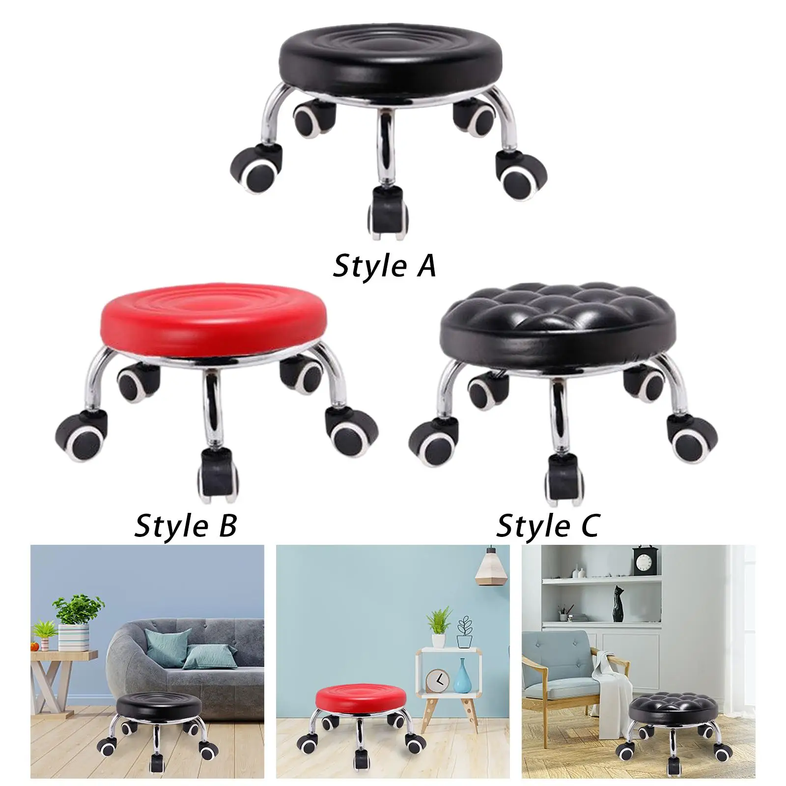 

Small Low Rolling Seat Round Furniture Gift Lazy Housework Stools Home Bench Pulley Stool for Adult Child Kitchen Home Office