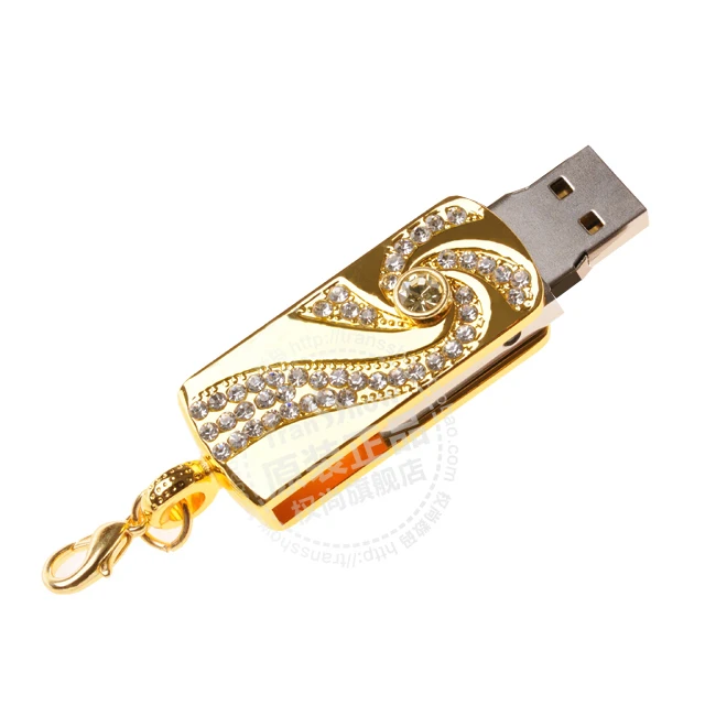 Metal Crystal Gold Stainless Steel Key Chain Fashion PenDrive USB Flash Drive 8GB 16GB 32GB 64GB Pen Drive Memory Stick Gift usb flash drive flash drive