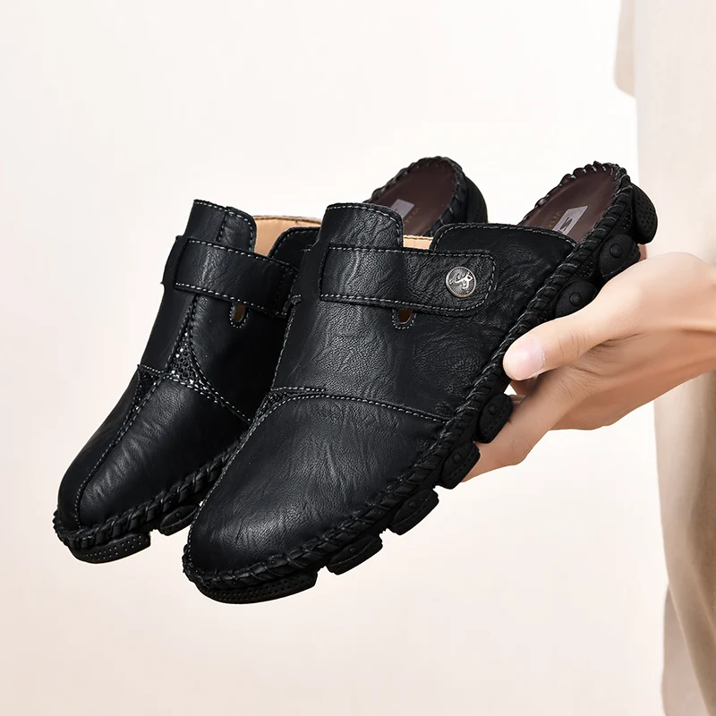 Summer Men Sandals Genuine Leather Mens Casual Shoes Outdoor Men Leather Sandals for Beach Shoes Roman mens