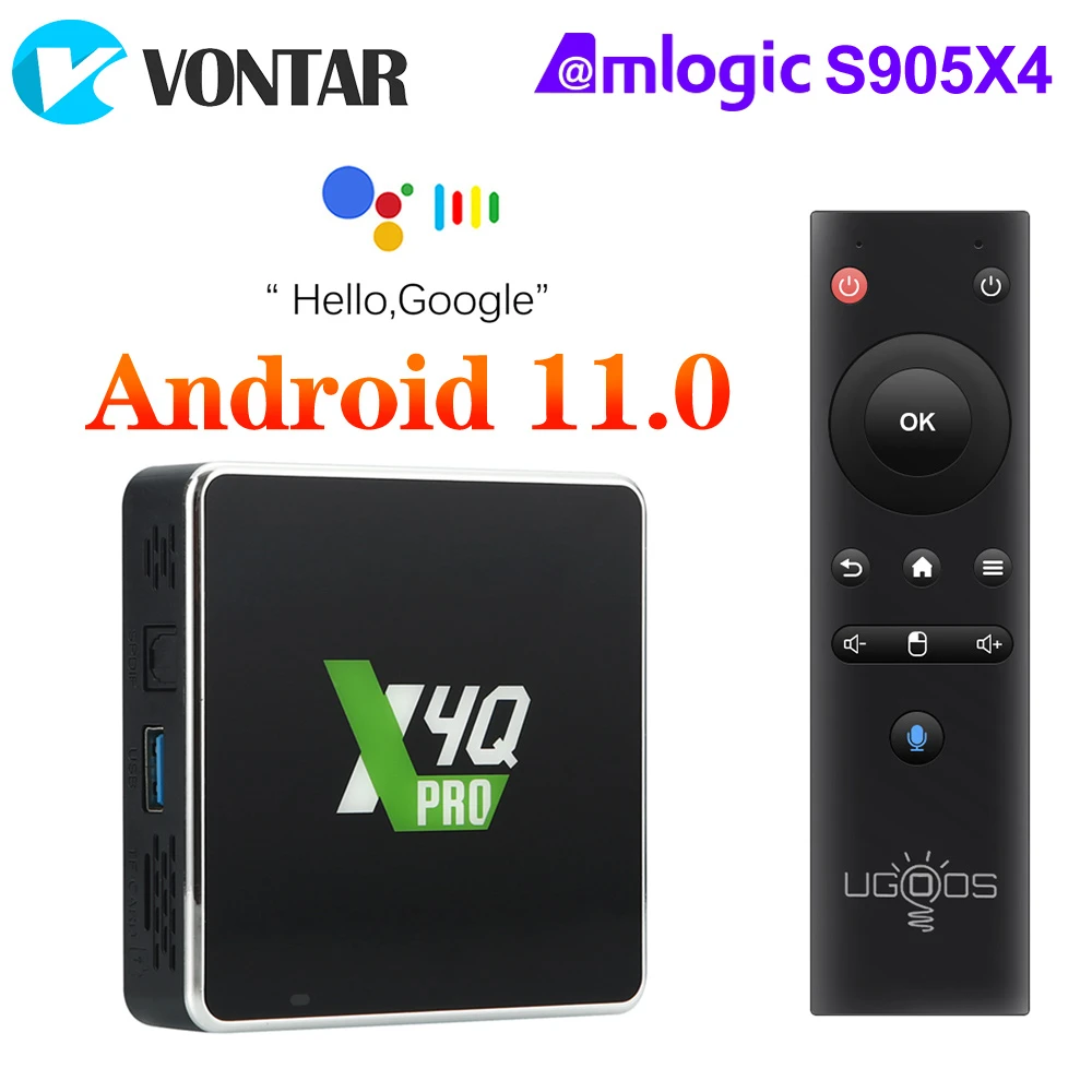 Ingresos Ellos Hacer UGOOS Dispositivo de TV inteligente X4Q Pro, decodificador con Android 11,  Amlogic S905X4, LPDDR4, 4GB, 32GB, compatible con AV1, HDR, 1000M, BT, OTT,  4K, TVBOX X4 Pro, reproductor de 4GB y 32GB|Decodificadores| -